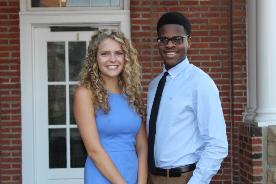 Senior Julia Faust and Senior Ope Esan pose for their Homecoming Court photo.  Faust was voted this  years Homecoming Queen by the senior class.