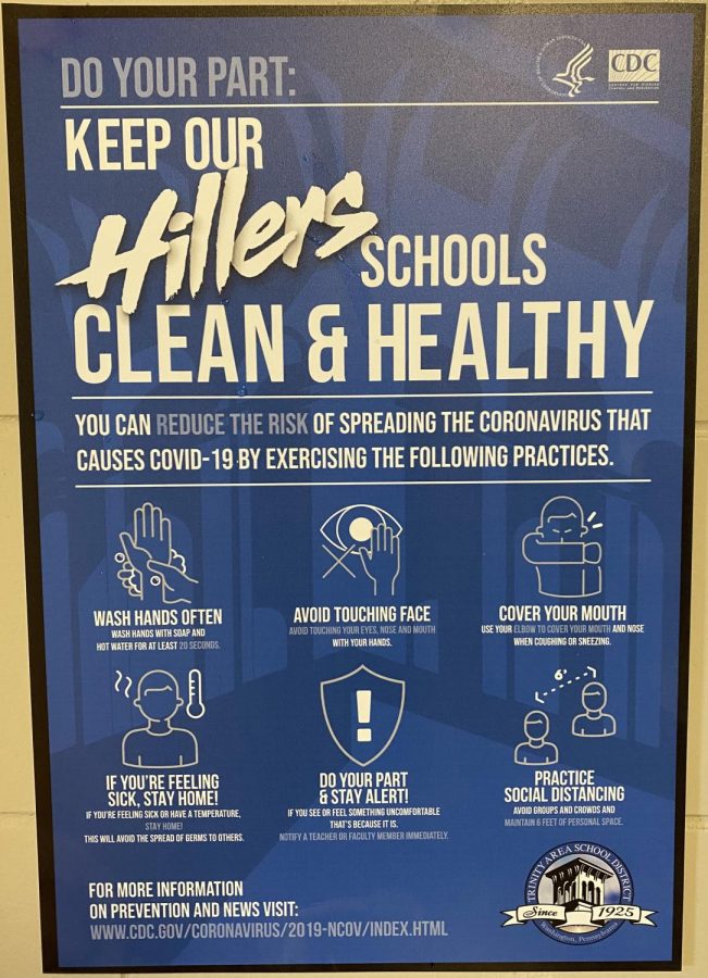 Signs such as this are posted around the halls as a reminder to students to stay safe. 