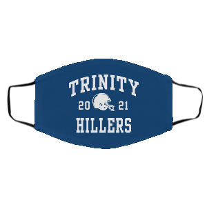 One of the Trinity masks that students and staff are welcome to purchase to help keep safe during games!