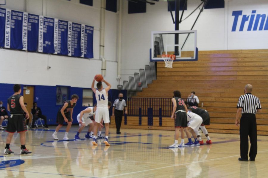 Nolan Weiss is pictured scoring a foul shot for the Hillers against the West Allegheny Indians. 