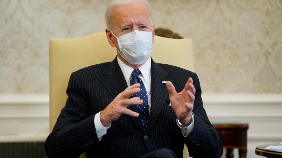 President Biden wears a mask at all of his meetings, conferences and television appearances to encourage others to prioritize public health safety.