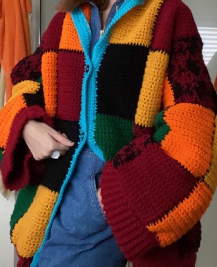 Ikatchs own creation, a version of a Harry Styles outfit, is almost identical to Styles original look. Ikachs crocheting talents are clear as every creation requires knowledge of many different stitches and techniques!