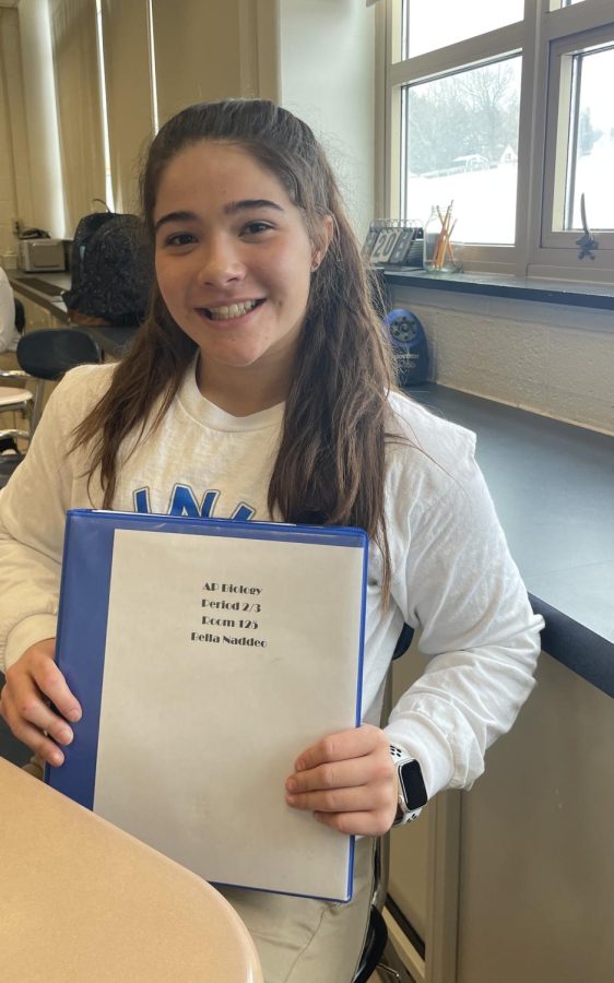 Senior Bella Naddeo, with her AP Biology binder, is ready for the second semester. Along with Naddeo, Senior Darren Johnson and Mrs. Rush share their thoughts on the Hillers next 90 days. 