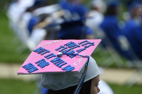 Seniors decorate graduation caps to reflect an image of themselves on their big day! Here is an example from last years graduating class. 