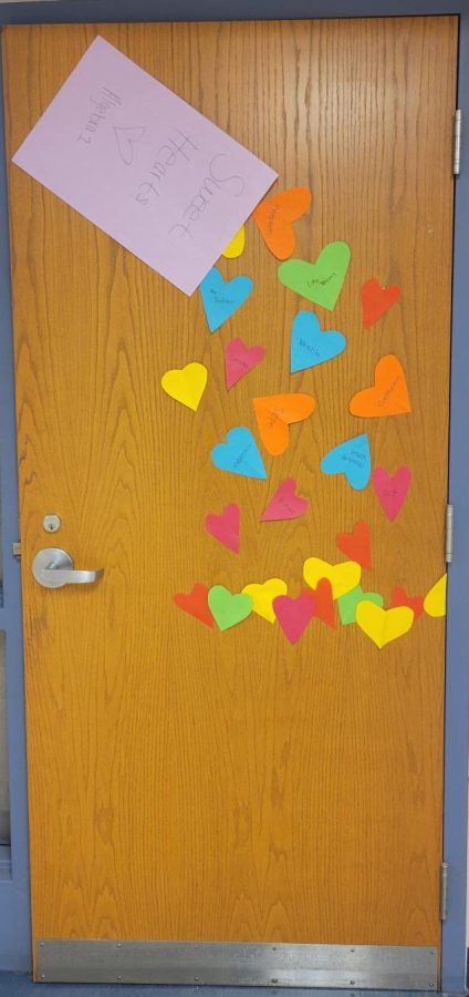 FOR Club members decorated classroom doors for Valentine’s Day. This is Mr. Reihners door!