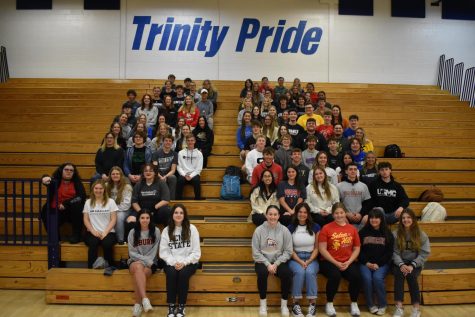 On National Decision Day, the Class of 2023 gathered to wear shirts representing their future plans. This tradition occurs each year on May 1 and is another beloved senior activity.