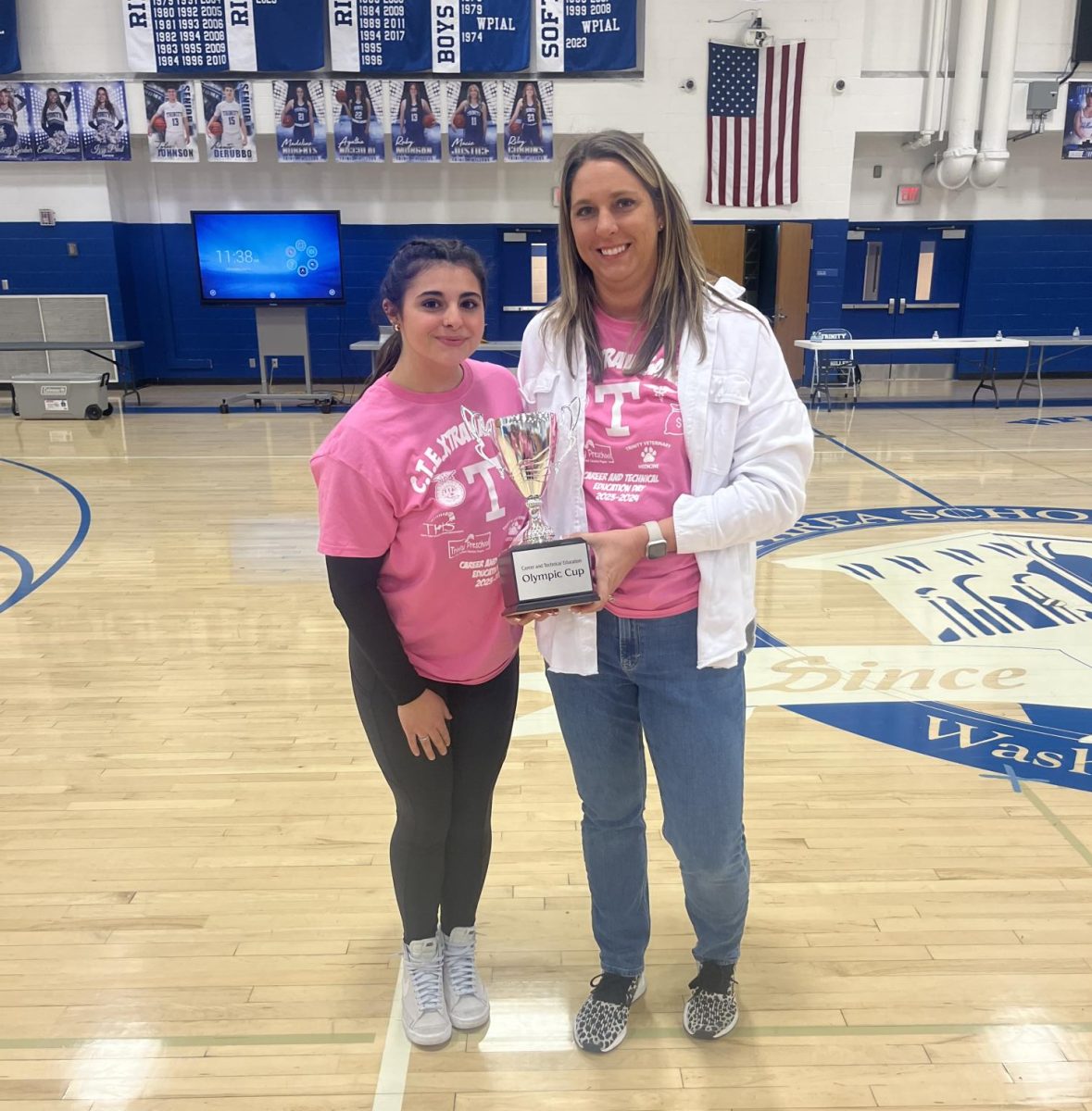 FBLA president Chloe Prowitt poses with teacher Mrs. Aliveto after the ECE program won the CTE challenges that took place on February 9, 2024.  Congratulations!
