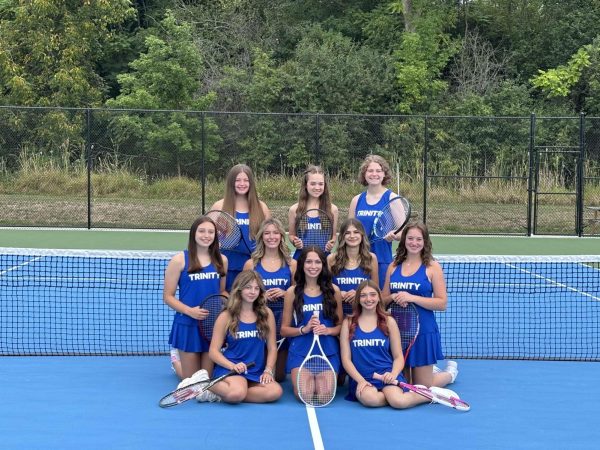 The girls’ tennis team is a close-knit team with a focus on success and friendship. The seniors in particular are known amongst the team for being welcoming and will be missed when they graduate.