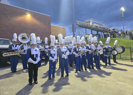 Pictured above is drum major, Leah Falvo rounding up the band before the halftime show at the Homecoming Game at Trinity Middle School. This was one of the biggest wins for the Hillers this season.