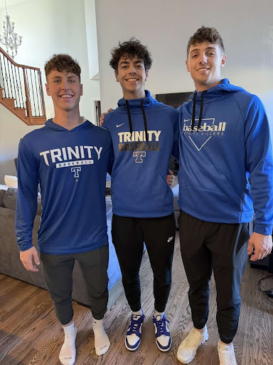 Robaugh is Trinity’s shortstop, Rieg is pitcher,   
and Hathaway pitches and plays third base.
They are excited for their last season together 
before they go their separate ways for college. 