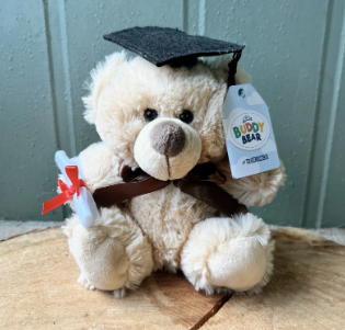 Some often order stuffed animals, like this bear, as a keepsake to appreciate their time and memories made in school. There are many possibilities and options, making graduation keepsakes entirely customizable, so seniors can make them their own!