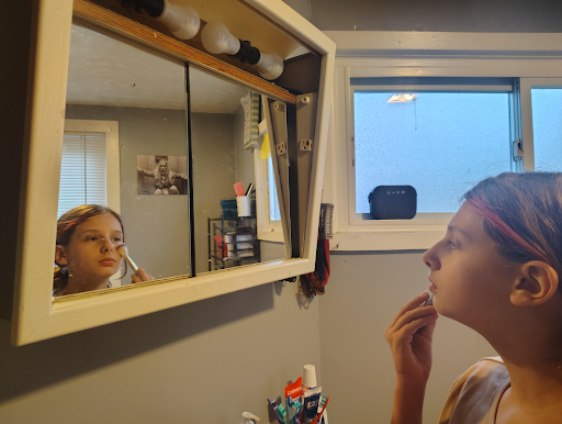  This photo was taken of Haylee Thurman at home while she did her make-up for the day.
