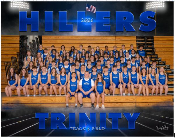 Trinity Track and Field seniors (first and second row) pose for one last season in Hiller uniforms
(First row) Andy Ciampa, Braden Rager, Amelia Grayson
(Second row) Lillyann Earley,Emily Rehmen, Landon Dalnoky, Javon Weichel, Maddy Tuttle, Morgan McCue, Mason Amos, Alex Berry, Javis Pugh, Nathan Murphy, Gavin Wigfield, John Garcia, Aaron Hunsberger, Ivy Zheng, Lily Hoy, Sarah Losko, Estefania Sanchez Cabrera  