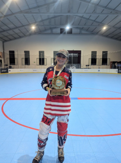 Requiring mental toughness and physical strength, hockey is one of the most demanding sports out there. Seniors Emerson Webster and Keira Roddy have worked tirelessly through the years to earn their success. Pictured above is Roddy after her first place win in the Pan-American Inline Hockey Tournament.
