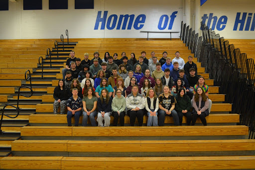 Vo-tech students gather together, representing a wide range of hands-on programs. The seniors are preparing to take their skills into the workforce or further education.